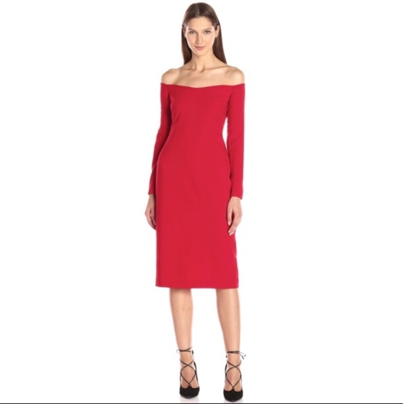 Black Halo Dresses & Skirts - 🔥NWT Black Halo Vita Off the Shoulder Dress | Red | Size 2